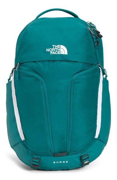 harbor blue north face backpack The North Face Surge Backpack In Harbor Blue/ White