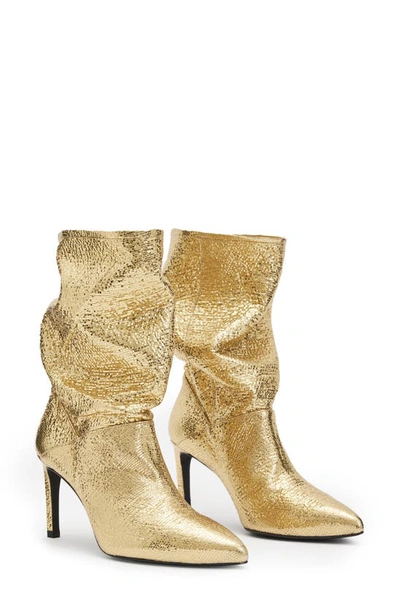 Allsaints Orlana Pointed Toe Boot In Metallic Gold