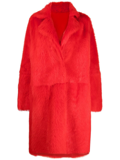 Liska Oversized Teddy Coat In Rot