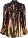 ROBERTO CAVALLI METALLIC OMBRÉ LONG-SLEEVED BLOUSE