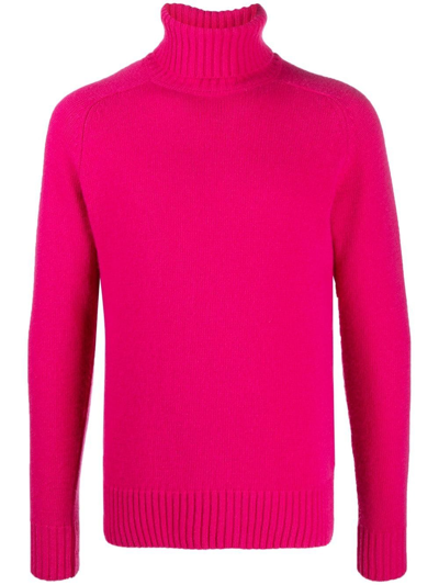 Ami Alexandre Mattiussi Roll-neck Wool Jumper In Pink