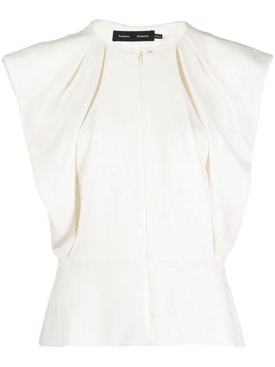 Proenza Schouler Front-zip Sleeveless Blouse In Bianco