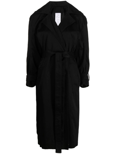 Az Factory Long-sleeve Belted Trench Coat In Black