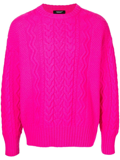 Undercover Cable-knit Bright Knitted Jumper In Purple