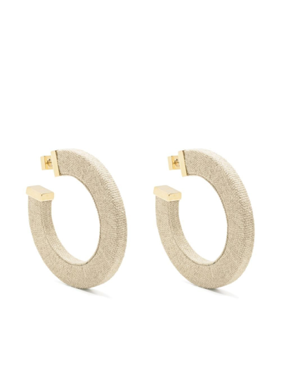 JACQUEMUS LARGE FABRIC HOOP EARRINGS