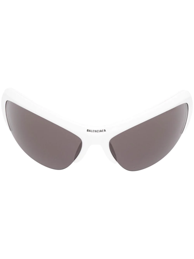 Balenciaga Wire Cat Tinted Sunglasses In White-silver-grey