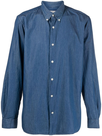 Woolrich Denim Button-down Shirt In Bleached Indigo