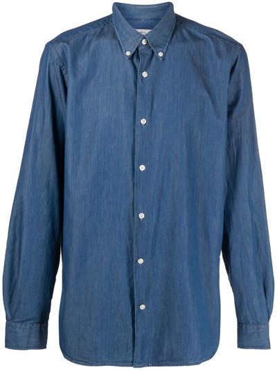 Woolrich Denim Button-down Shirt In Blue