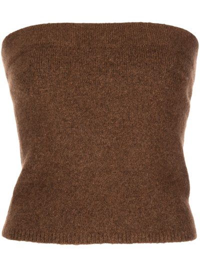 Vince Strapless Wool & Alpaca-blend Top In Brown