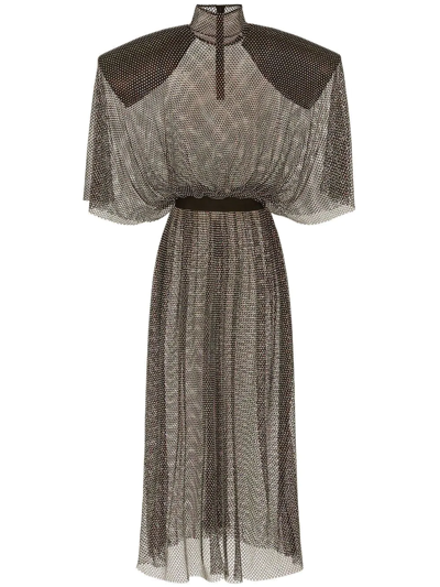 Dolce & Gabbana Rhinestone-embellished Midi Dress In Grey