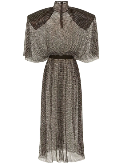 Dolce & Gabbana Rhinestone-embellished Midi Dress In Gray