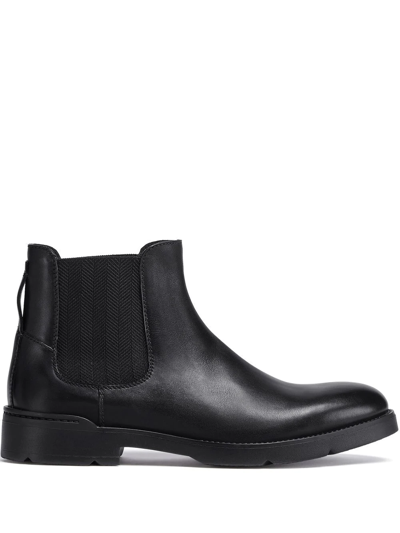 Zegna Cortina Leather Chelsea Boots In Noir