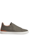 Zegna Triple Stitch Flannel Sneaker In Green
