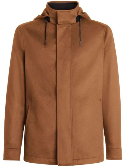 Zegna Elements Lite Cashmere Jacket In Brown