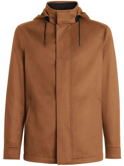 Zegna Elements Lite Cashmere Jacket In Caramel