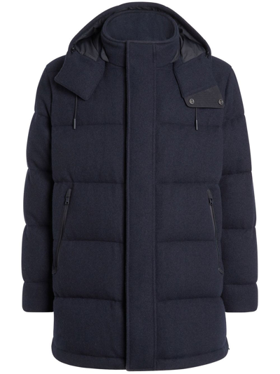 Zegna Oasi Cashmere Padded Jacket In Navy Blue