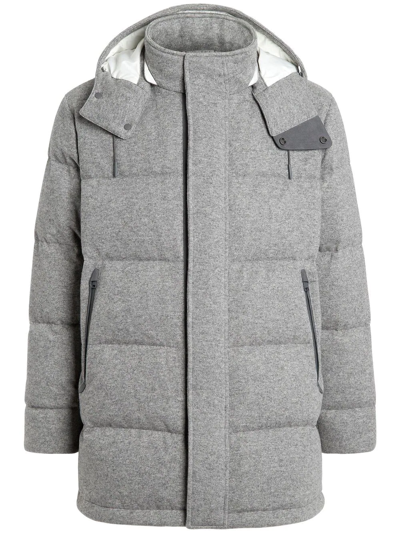 Zegna Oasi Cashmere Padded Coat In Silv Sld