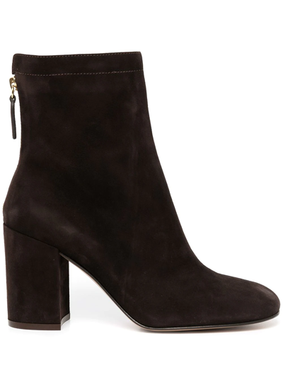 Gianvito Rossi Block-heel Suede Ankle Boots In Black