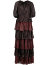 Ulla Johnson Emi Mixed Print Tiered Silk Dress In Rot