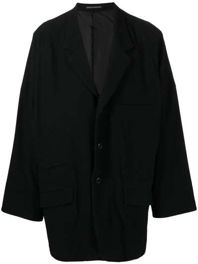 Yohji Yamamoto Single-breasted Wool Blazer In Black