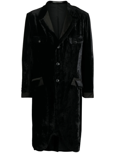 Yohji Yamamoto Single-breasted Velvet Coat In Black