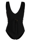 DUSKII RIBBED V-NECK SWIMSUIT