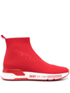 Dkny Nona Logo-print Knit Sneakers In Rot