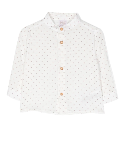 Paz Rodriguez Babies' Star-print Long-sleeve Shirt In Weiss