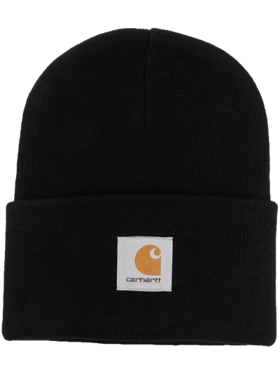 Carhartt Anglistic Wool & Cotton Cuff Beanie In Schwarz