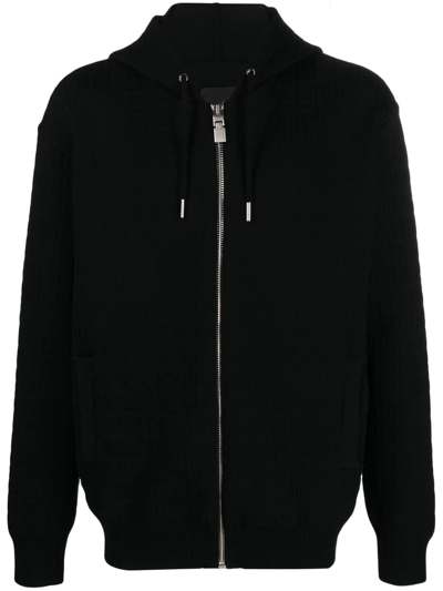 Givenchy Gg-logo Zip-up Hoodie In Black