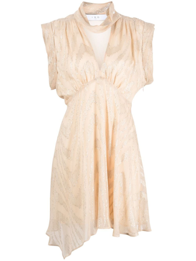 Iro Asymmetric-hem Silk Mini Dress In Beige