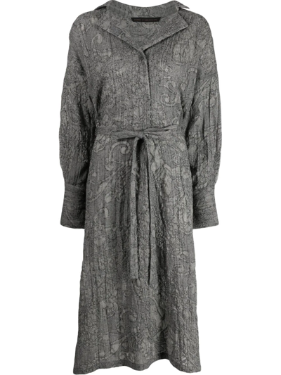 Forme D'expression Long-sleeve Tunic Shirt Dress In Grau