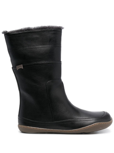 Camper Patty Faux Fur-trim Boots In Schwarz