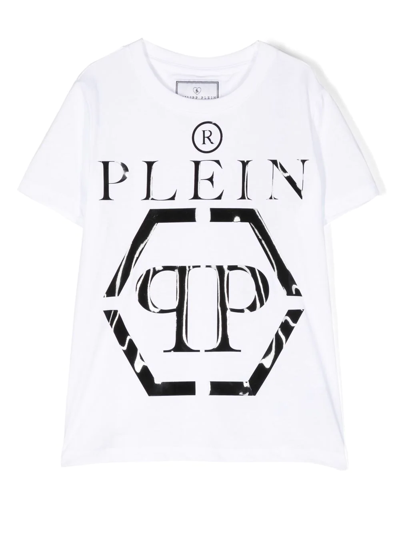 Philipp Plein Junior Logo-print Short-sleeve T-shirt In Weiss