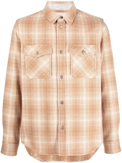 Woolrich Checked Long-sleeved Shirt In Braun