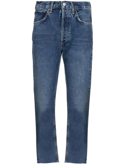 Agolde Valen Straight Leg Jeans With Faded Wash In Blue