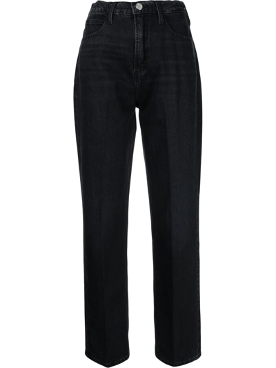 Frame High-rise Cropped Jeans In Schwarz
