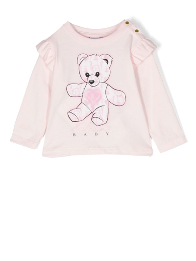 Philipp Plein Junior Babies' Teddy Bear Crew-neck Sweatshirt In Rosa