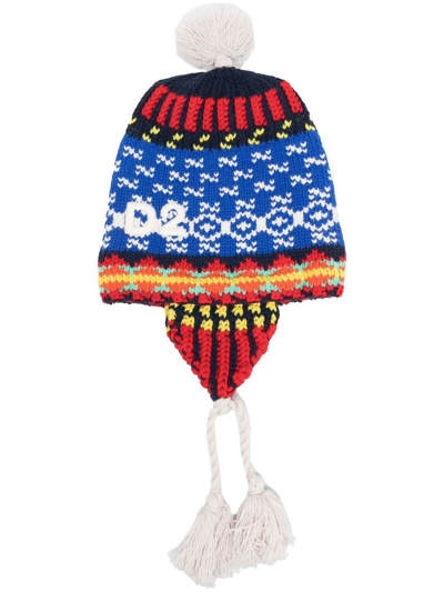 Dsquared2 Chullo Intarsia Knit Hat In Multicolor
