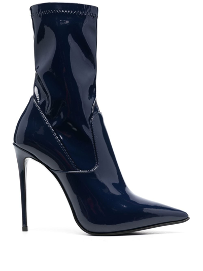 Le Silla Eva Vinyl 120mm Ankle Boots In Blau