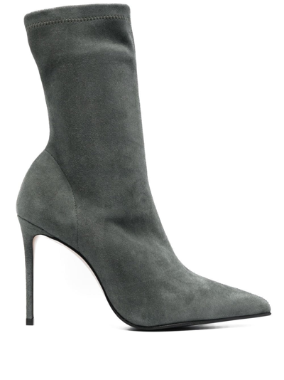 Le Silla Eva 100mm Suede Ankle Boots In Grau
