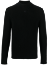 Courrèges Ribbed Knit Roll-neck Jumper In Schwarz