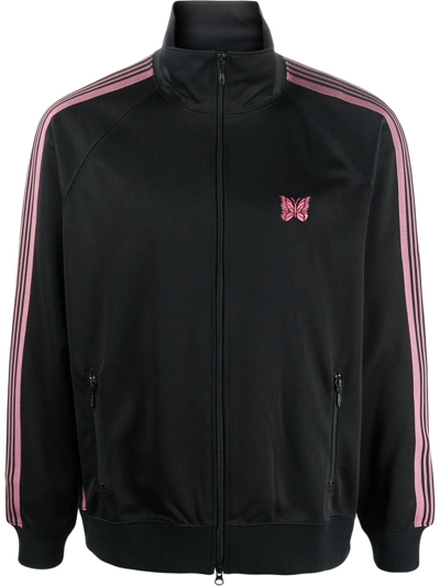 Needles Butterfly Embroidered Zip-up Track Jacket In Black