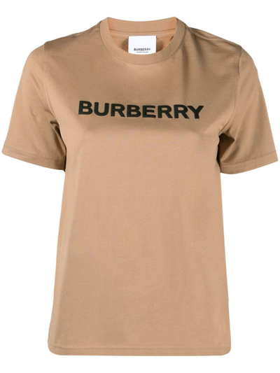 Burberry Beige T-shirt With Logo Print On Front In Cotton Woman