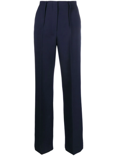 Fendi Tailored Virgin Wool Slim-cut Trousers In Blau