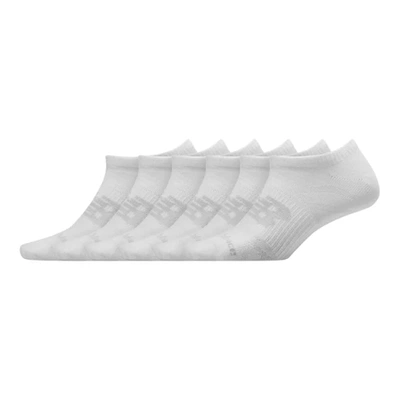 New Balance Unisex Flat Knit No Show Socks 6 Pack In White