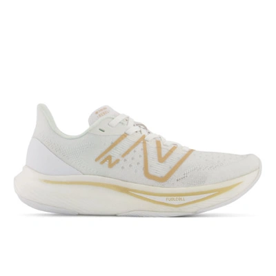 New Balance Women's Fuelcell Rebel V3 In White/brown/beige