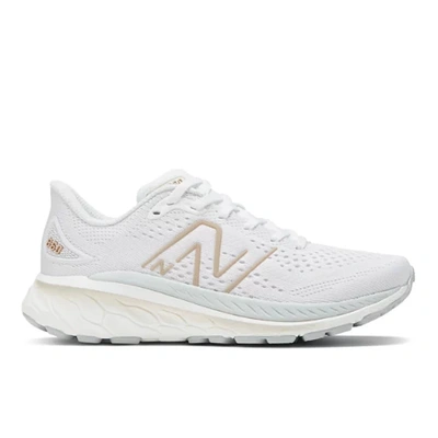 New Balance Women's Fresh Foam X 860v13 Running Shoes - B/medium Width In White/light Aluminum/light Gold Metall In White/grey/beige