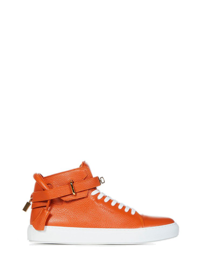 Buscemi High-top Leather Sneakers In Orange