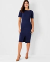 Ann Taylor The Seamed Sheath Dress In Double Knit In Pure Sapphire